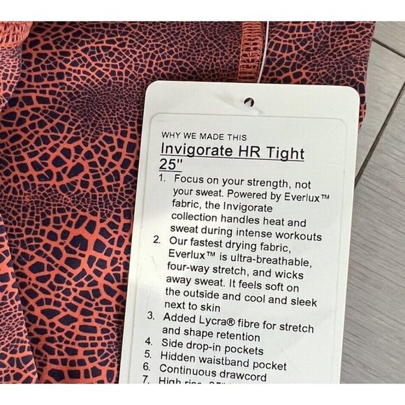 Lululemon Invigorate HR High Rise Tight 25” CGWC Crackle Graze Orange Size 2 NWT - Picture 7 of 7